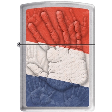 Zippo 2024 Zippo Custom Flag Hand Satin Chrome ZIP-207CI011183